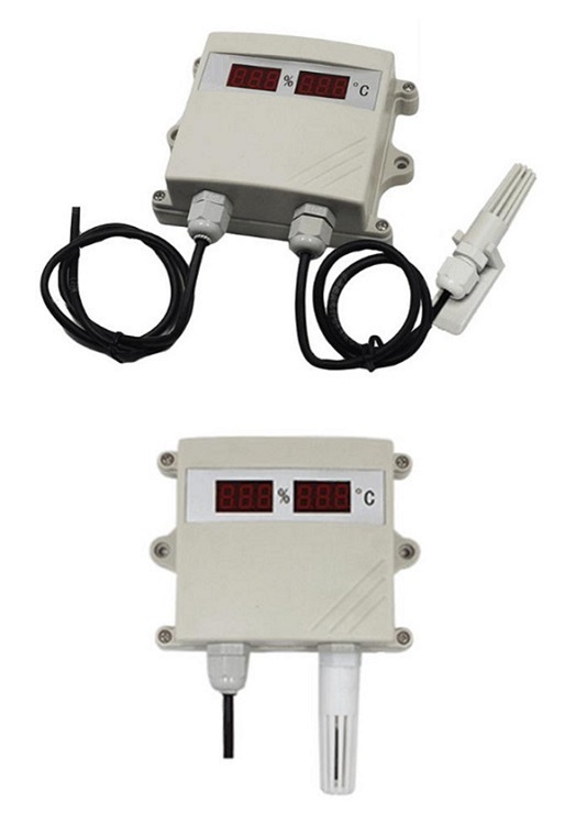 一体式温度传感器/壁挂式数码管王字壳485型温湿度传感器RS-WS-N01-SMG-*